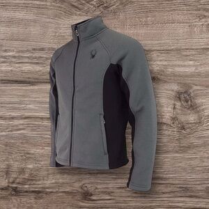 SPYDER MEN'S SMALL STELLER SHERPA LINED FULL ZIP JACKET CHARCOAL & BLACK